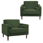 Modern Upholstered Accent Chairs, Corduroy Wide Armchairs For Living Room