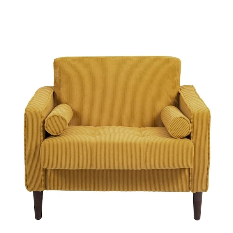 Modern Upholstered Accent Chairs, Corduroy Wide Armchairs For Living Room