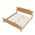 Traditional Style Platform Bed with Rattan Headboard and Footboard for Bedroom