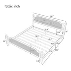 Traditional Style Platform Bed with Rattan Headboard and Footboard for Bedroom