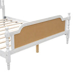 Traditional Style Platform Bed with Rattan Headboard and Footboard for Bedroom