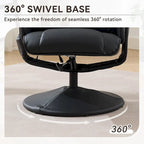 PU Leather 360 Swivel Massage Recliner Chair with Ottoman, Massage and Heated Seat, 140 Adjustable Backrest