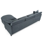 Grey 107.87 Removable Cushion 4 Seater Sectional Sofa with Movable Ottoman, Storage Armrest Bag