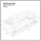 88.97 Corduroy Modular 3-Seater Sofa with 5 Toss Pillows and Spacious Design