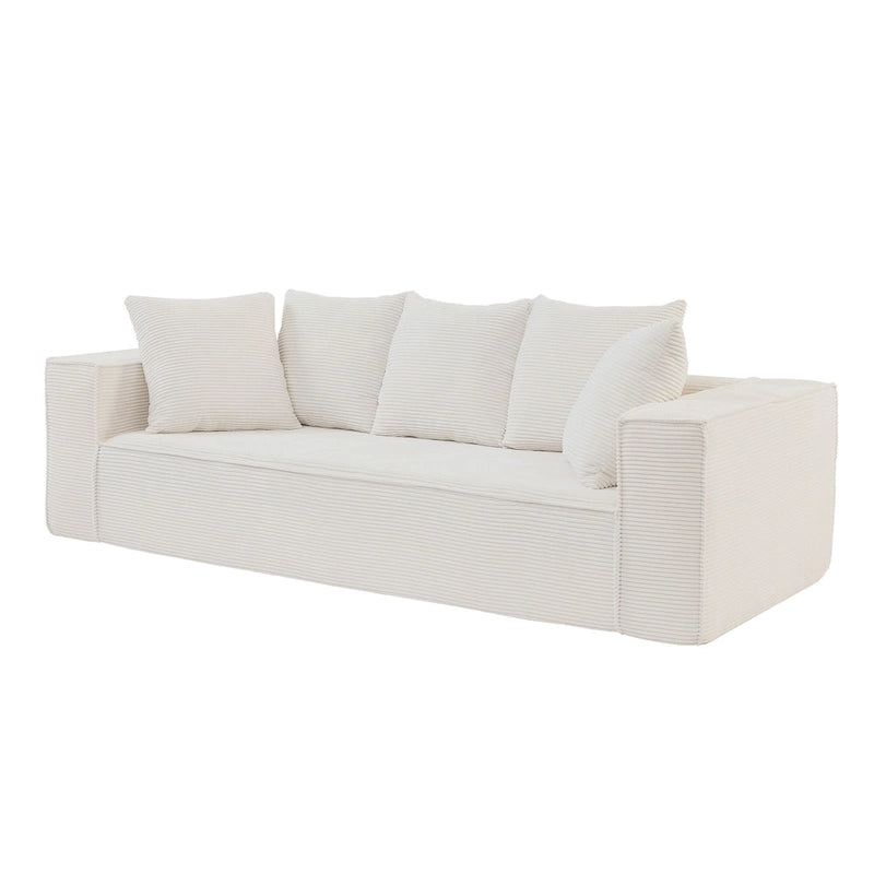 88.97 Corduroy Modular 3-Seater Sofa with 5 Toss Pillows and Spacious Design
