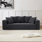 88.97 Corduroy Modular 3-Seater Sofa with 5 Toss Pillows and Spacious Design