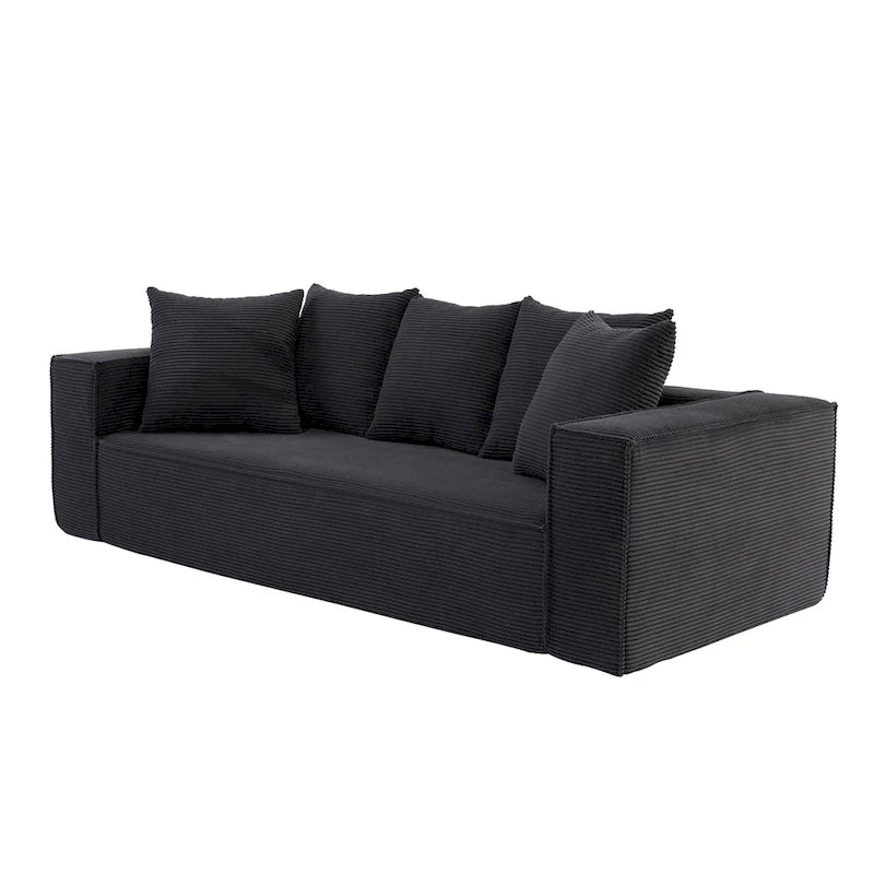 88.97 Corduroy Modular 3-Seater Sofa with 5 Toss Pillows and Spacious Design