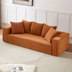 88.97 Corduroy Modular 3-Seater Sofa with 5 Toss Pillows and Spacious Design