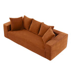 88.97 Corduroy Modular 3-Seater Sofa with 5 Toss Pillows and Spacious Design