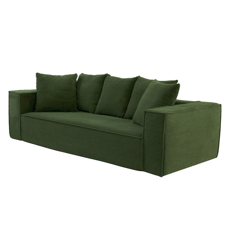 88.97 Corduroy Modular 3-Seater Sofa with 5 Toss Pillows and Spacious Design