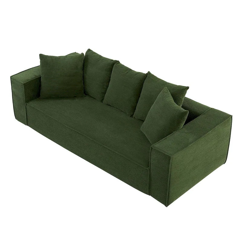 88.97 Corduroy Modular 3-Seater Sofa with 5 Toss Pillows and Spacious Design