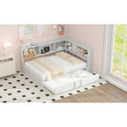 Full Metal Daybed with Trundle, Storage Cabinets, and USB Ports