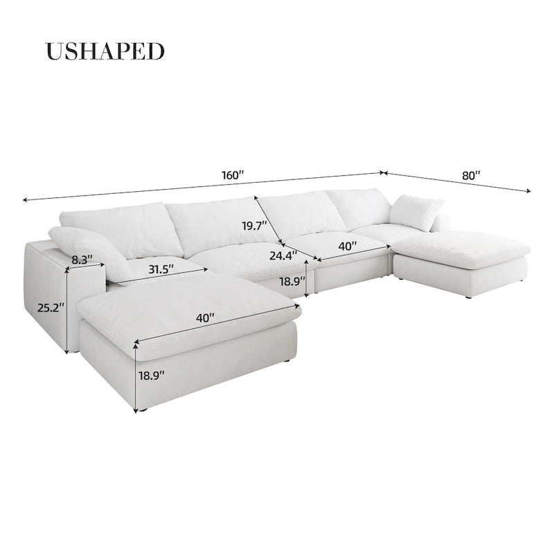 Large Size Modular Cloud Sofa Down Sofa Bed for Living Room