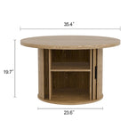 Tambour Design Round Coffee Table with Storage Shelf