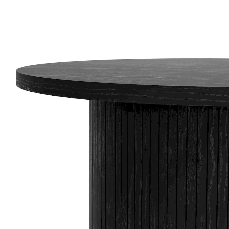 Tambour Design Round Coffee Table with Storage Shelf