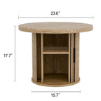 Tambour Design Round Coffee Table with Storage Shelf