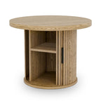 Tambour Design Round Coffee Table with Storage Shelf