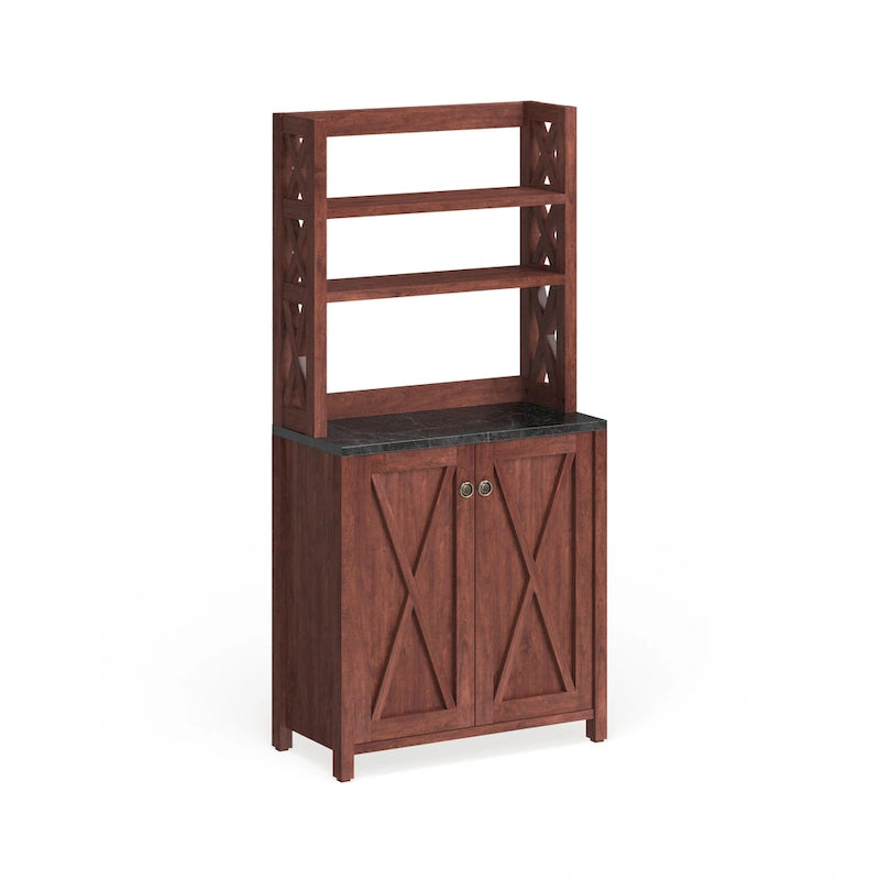 Yeer Rustic Walnut Wood Multi-storage Hutch by Furniture of America