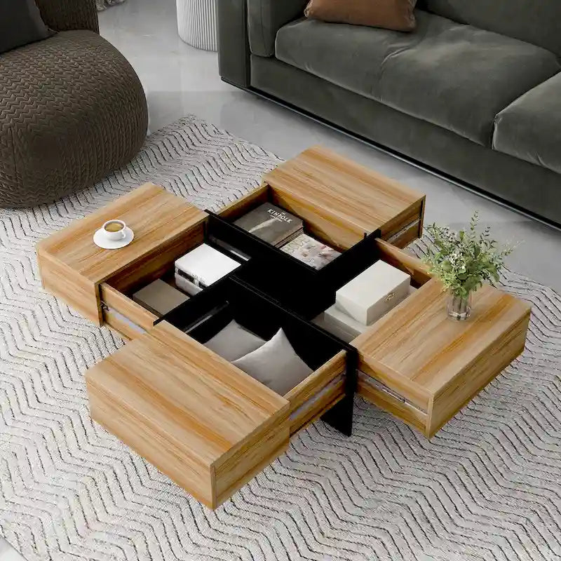 On-Trend Modern Design Coffee Table with Hidden Storage - 31.50 x 31.50 x 13.80