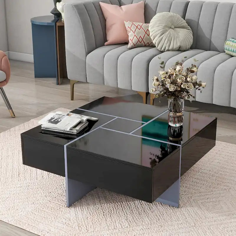 On-Trend Modern Design Coffee Table with Hidden Storage - 31.50 x 31.50 x 13.80