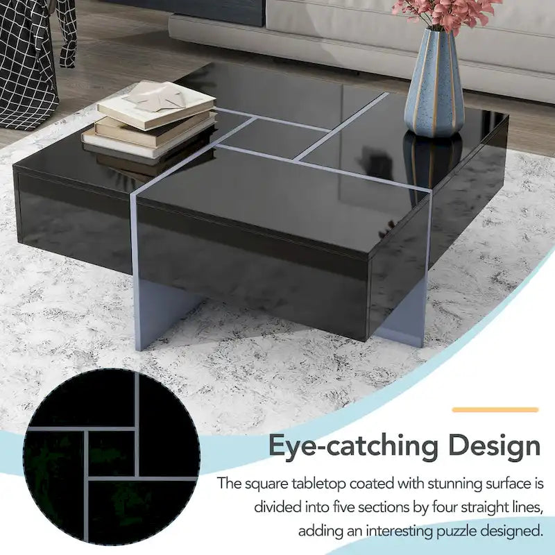 On-Trend Modern Design Coffee Table with Hidden Storage - 31.50 x 31.50 x 13.80