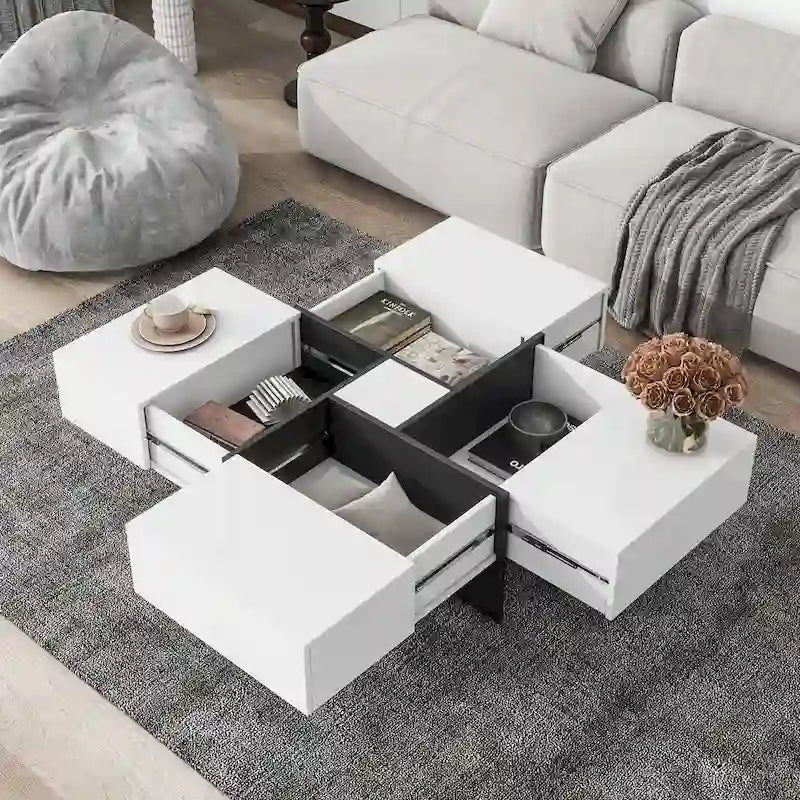 On-Trend Modern Design Coffee Table with Hidden Storage - 31.50 x 31.50 x 13.80