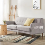 ADAIR Modern Tufted Linen Sofa with Armrest Pockets by Crown Comfort
