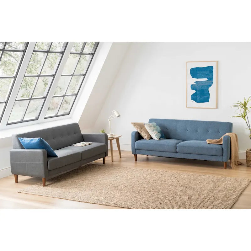 ADAIR Modern Tufted Linen Sofa with Armrest Pockets by Crown Comfort