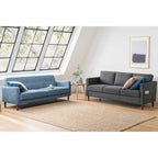 ADAIR Modern Tufted Linen Sofa with Armrest Pockets by Crown Comfort