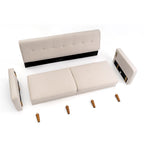 ADAIR Modern Tufted Linen Sofa with Armrest Pockets by Crown Comfort