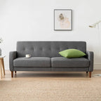 ADAIR Modern Tufted Linen Sofa with Armrest Pockets by Crown Comfort