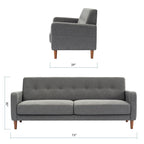 ADAIR Modern Tufted Linen Sofa with Armrest Pockets by Crown Comfort