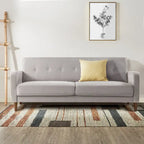 ADAIR Modern Tufted Linen Sofa with Armrest Pockets by Crown Comfort