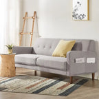 ADAIR Modern Tufted Linen Sofa with Armrest Pockets by Crown Comfort