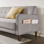 ADAIR Modern Tufted Linen Sofa with Armrest Pockets by Crown Comfort