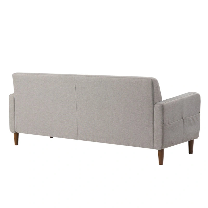ADAIR Modern Tufted Linen Sofa with Armrest Pockets by Crown Comfort
