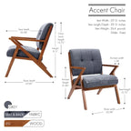 Porthos Home Earla Tufted Fabric Accent Chair with Wooden Legs and Armrests