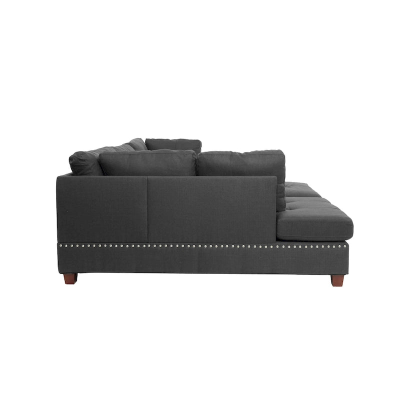 Bobkona Chaise Upholstered 3-piece Reversible Sectional Sofa Set