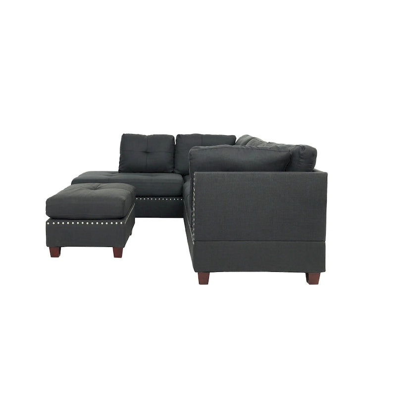 Bobkona Chaise Upholstered 3-piece Reversible Sectional Sofa Set