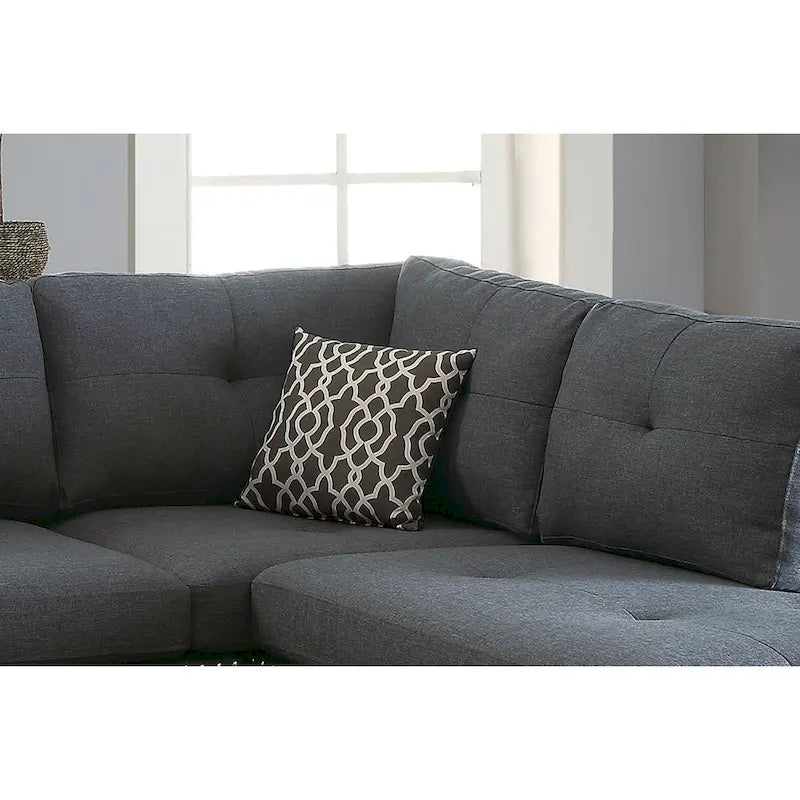 Bobkona Chaise Upholstered 3-piece Reversible Sectional Sofa Set