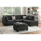 Bobkona Chaise Upholstered 3-piece Reversible Sectional Sofa Set