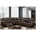 Furniture of America Sory Transitional Faux Leather Reclining Sectional Sofa