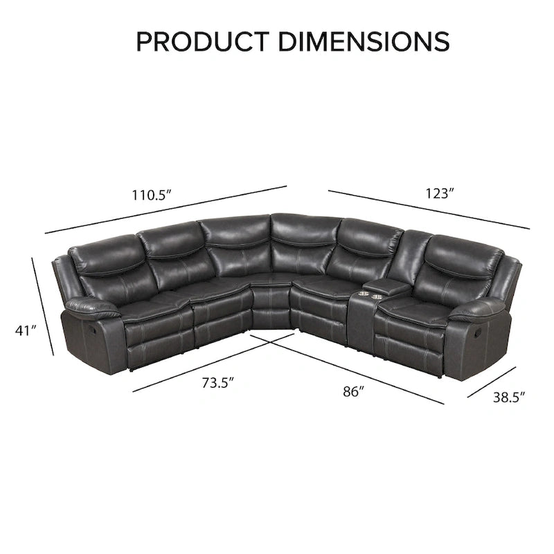 Furniture of America Sory Transitional Faux Leather Reclining Sectional Sofa