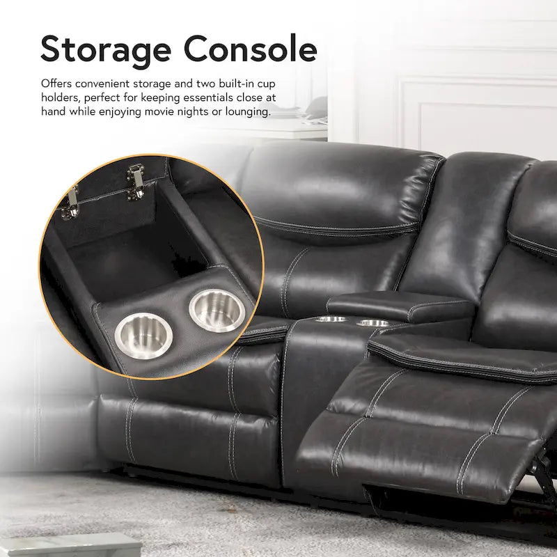 Furniture of America Sory Transitional Faux Leather Reclining Sectional Sofa