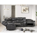 Furniture of America Sory Transitional Faux Leather Reclining Sectional Sofa