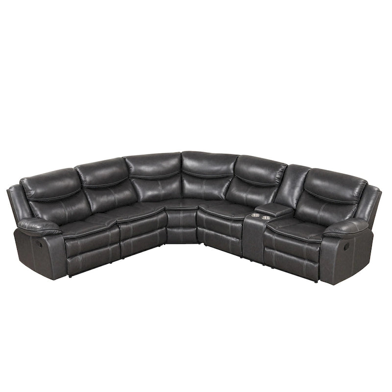 Furniture of America Sory Transitional Faux Leather Reclining Sectional Sofa