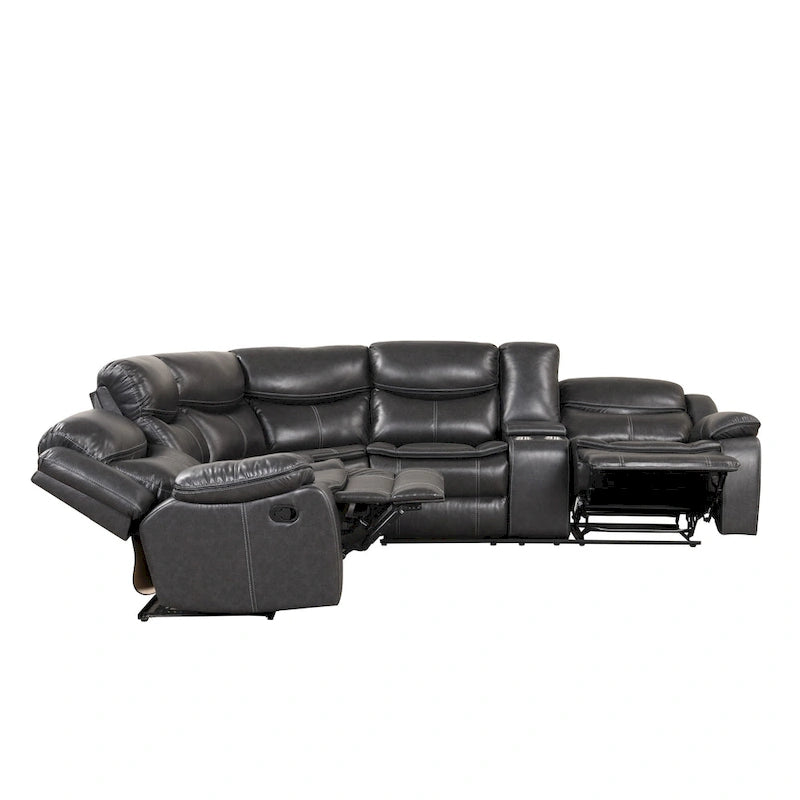 Furniture of America Sory Transitional Faux Leather Reclining Sectional Sofa