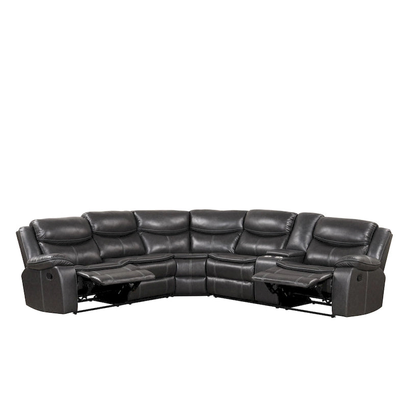 Furniture of America Sory Transitional Faux Leather Reclining Sectional Sofa