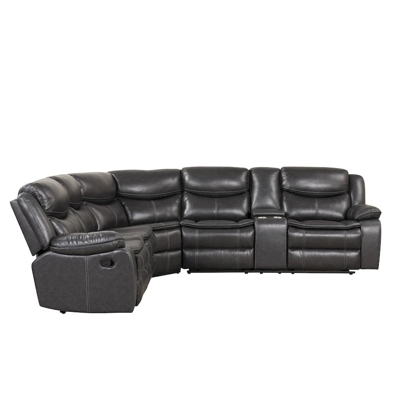 Furniture of America Sory Transitional Faux Leather Reclining Sectional Sofa