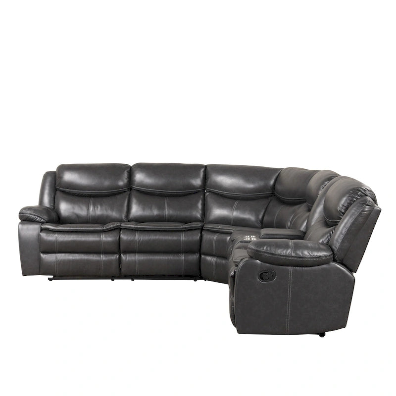 Furniture of America Sory Transitional Faux Leather Reclining Sectional Sofa